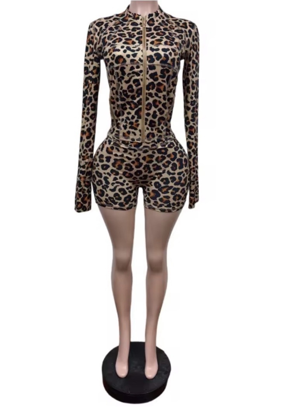 Leopard Print Zip-Up 2 Piece